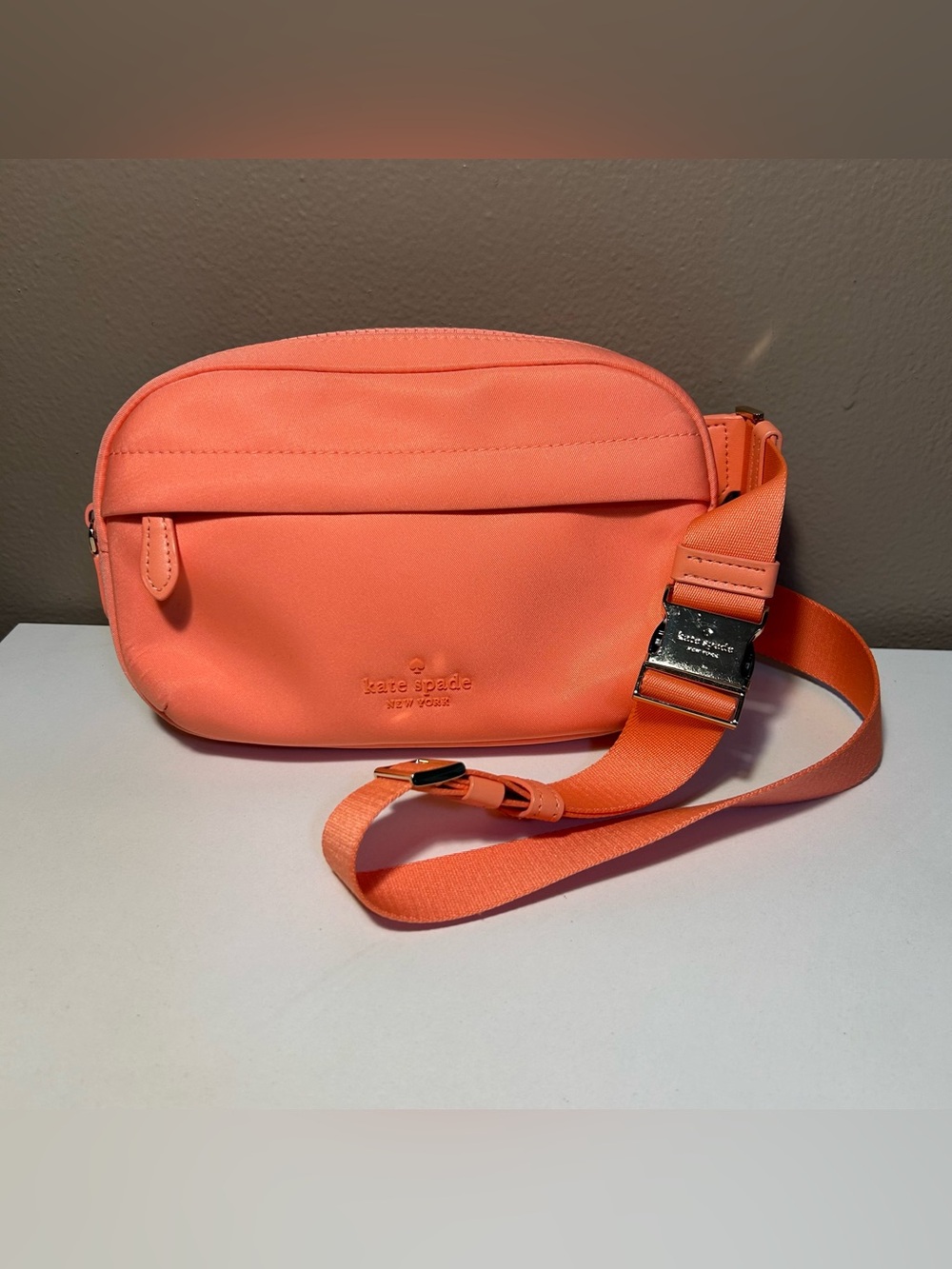 Kate Spade Belt Bag Melon Peach Pink Nylon Adjustable